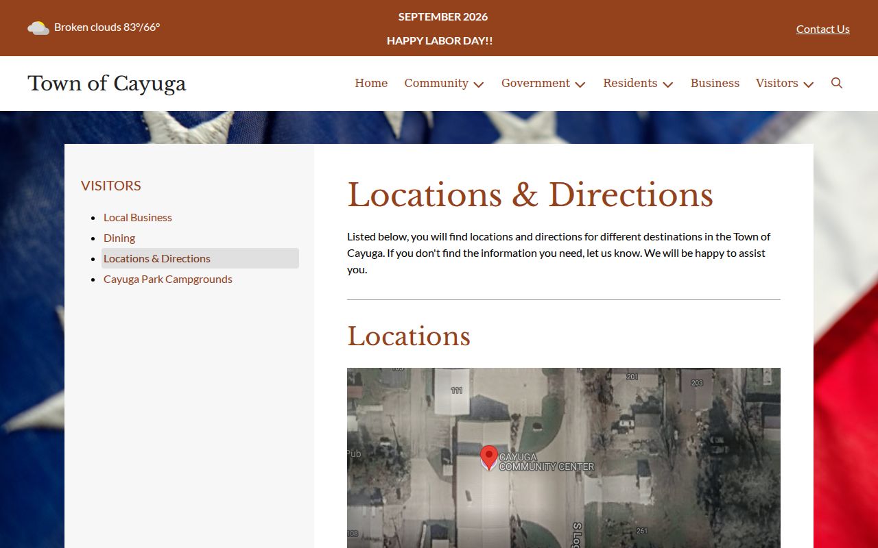 Cayuga warrant records and official town location information