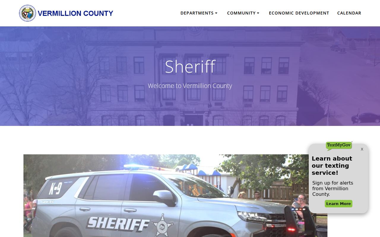 Vermillion County sheriff warrant service and records page